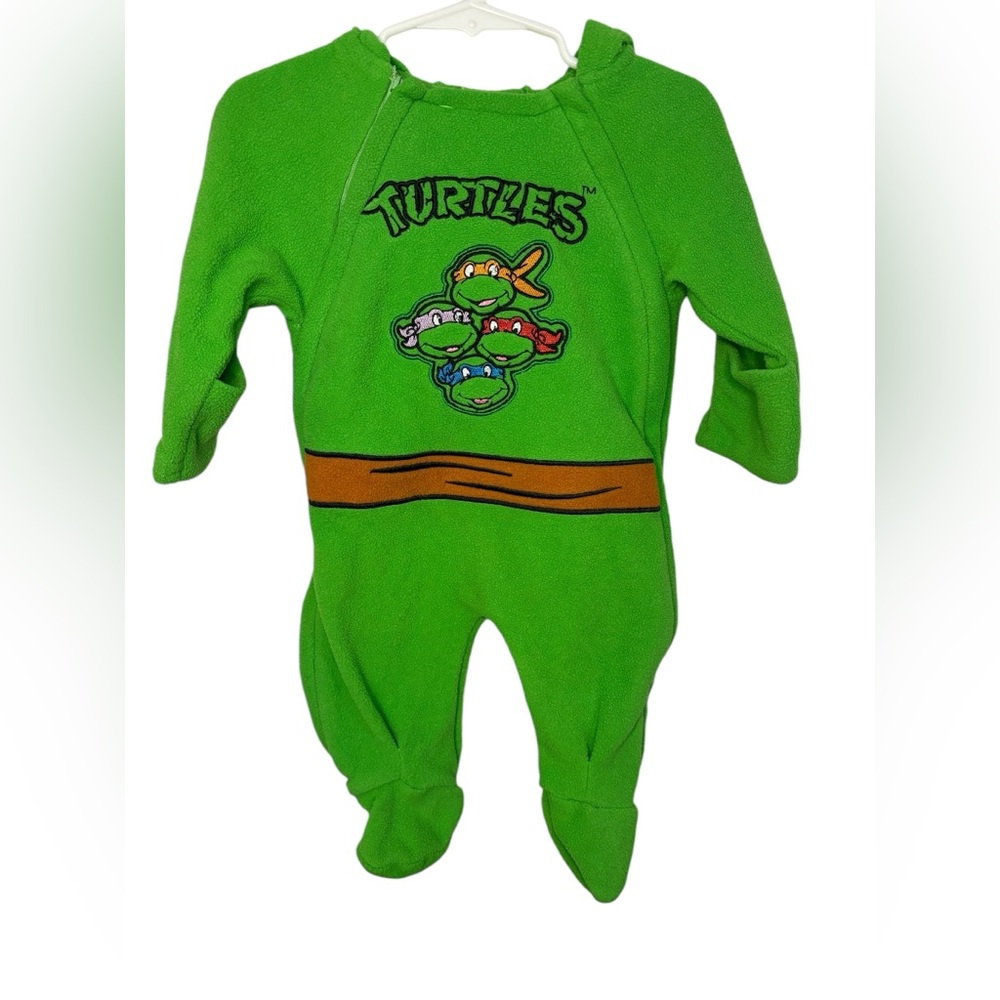 Nickelodeon 2014 TMNT unisex Halloween green hooded zipped coveralls 3/6m